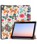 For Docomo dtab D-51C Custer Painted 3-Fold Holder Leather Tablet Case(Colorful Butterflies)