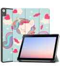 For Docomo dtab D-51C Custer Painted 3-Fold Holder Leather Tablet Case(Unicorn)