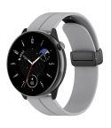 For Amazfit GTR Mini Magnetic Fold Clasp Black Buckle Silicone Watch Band(Light Grey)