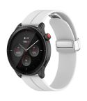 For Amazfit GTR 4 Magnetic Fold Clasp Silver Buckle Silicone Watch Band(White)