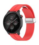 For Amazfit GTR 4 Magnetic Fold Clasp Silver Buckle Silicone Watch Band(Red)
