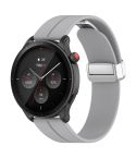 For Amazfit GTR 4 Magnetic Fold Clasp Silver Buckle Silicone Watch Band(Light Grey)