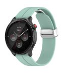 For Amazfit GTR 4 Magnetic Fold Clasp Silver Buckle Silicone Watch Band(Teal)