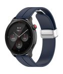 For Amazfit GTR 4 Magnetic Fold Clasp Silver Buckle Silicone Watch Band(Midnight Blue)