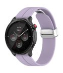 For Amazfit GTR 4 Magnetic Fold Clasp Silver Buckle Silicone Watch Band(Light Purple)