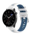 For Amazfit GTR Mini 20mm Cross Texture Two Color Silicone Stainless Steel Buckle Watch Band(White Blue)