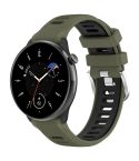 For Amazfit GTR Mini 20mm Cross Texture Two Color Silicone Stainless Steel Buckle Watch Band(Green Black)