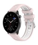 For Amazfit GTR Mini 20mm Cross Texture Two Color Silicone Stainless Steel Buckle Watch Band(Pink White)