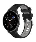 For Amazfit GTR Mini 20mm Cross Texture Two Color Silicone Stainless Steel Buckle Watch Band(Black Gray)