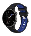 For Amazfit GTR Mini 20mm Cross Texture Two Color Silicone Stainless Steel Buckle Watch Band(Black Blue)