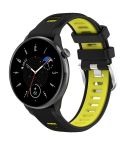 For Amazfit GTR Mini 20mm Cross Texture Two Color Silicone Stainless Steel Buckle Watch Band(Black Lime Green)