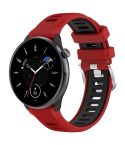 For Amazfit GTR Mini 20mm Cross Texture Two Color Silicone Stainless Steel Buckle Watch Band(Red Black)