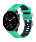 For Amazfit GTR Mini 20mm Cross Texture Two Color Silicone Stainless Steel Buckle Watch Band(Blue Black)