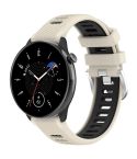 For Amazfit GTR Mini 20mm Cross Texture Two Color Silicone Stainless Steel Buckle Watch Band(Starlight Black)