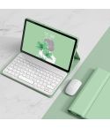 For Lenovo Tab M10 Plus 10.6 3rd Gen 2022 YM-LX106 Round Key Detachable Bluetooth Tablet Keyboard Leather Case with Mouse(Matcha Green)