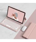 For Lenovo Tab M10 Plus 10.6 3rd Gen 2022 YM-LX106 Round Key Detachable Bluetooth Tablet Keyboard Leather Case with Mouse(Pink)