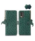 For Nokia C32 4G Ostrich Pattern Genuine Leather RFID Phone Case(Green)