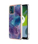 For Motorola Moto E13 Electroplating Marble Dual-side IMD Phone Case(Purple 016)
