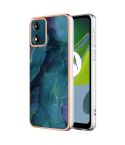 For Motorola Moto E13 Electroplating Marble Dual-side IMD Phone Case(Green 017)