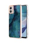 For Motorola Moto G53 Electroplating Marble Dual-side IMD Phone Case(Green 017)