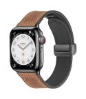 Magnetic Folding Silicone Leather Watch Band For Apple Watch Series 9&8&7 41mm / SE 3&SE 2&6&SE&5&4 40mm / 3&2&1 38mm (Dark Brown)