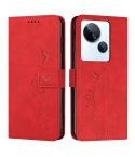 For Tecno Spark 10 5G Skin Feel Heart Pattern Leather Phone Case(Red)