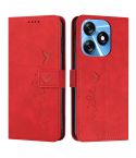 For Tecno Spark 10C Skin Feel Heart Pattern Leather Phone Case(Red)