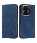 For Tecno Pop 7 Pro Skin Feel Heart Pattern Leather Phone Case(Blue)