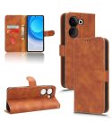 For TECNO Camon 20 Pro Skin Feel Magnetic Flip Leather Phone Case(Brown)