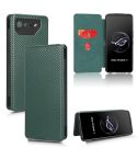 For ASUS ROG Phone 7 Carbon Fiber Texture Flip Leather Phone Case(Green)
