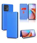 For Motorola Edge 40 Pro Carbon Fiber Texture Flip Leather Phone Case(Blue)