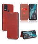 For Nokia C22 Carbon Fiber Texture Flip Leather Phone Case(Brown)