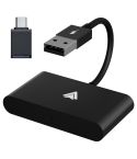 THT-020-2+ USB + USB-C / Type-C Wired to Wireless Carplay Adapter for Android Smartphone(Black)