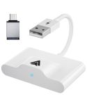 THT-020-3+ USB + USB-C / Type-C Wired to Wireless Carplay Adapter for Android Smartphone(White)