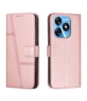 For Tecno Spark 10 Stitching Calf Texture Buckle Leather Phone Case(Rose Gold)