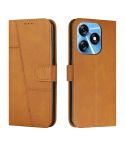For Tecno Spark 10 Stitching Calf Texture Buckle Leather Phone Case(Yellow)
