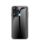 For Infinix Hot 20i Texture Gradient Glass TPU Phone Case(Black)