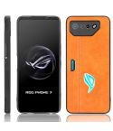 For Asus ROG Phone 7 Cow Pattern Sewing Skin PC + PU + TPU Phone Case(Orange)