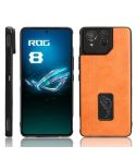 For Asus ROG Phone 8/ROG Phone 8 Pro Cow Pattern Sewing Skin PC + PU + TPU Phone Case(Orange)