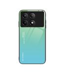 For Xiaomi Poco F6 Pro Gradient Color Glass Phone Case(Green Cyan)