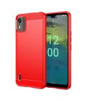 For Nokia C12 Pro Brushed Texture Carbon Fiber TPU Phone Case(Red)