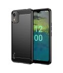 For Nokia C12 Plus Brushed Texture Carbon Fiber TPU Phone Case(Black)