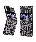 For vivo X Flip ABEEL Black Edge Leopard Phone Case(Silver Leopard)