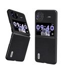 For vivo X Flip ABEEL Genuine Leather Mino Black Edge Phone Case(Black)