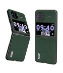 For vivo X Flip ABEEL Genuine Leather Mino Black Edge Phone Case(Green)