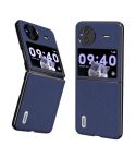 For vivo X Flip ABEEL Genuine Leather Mino Black Edge Phone Case(Royal Blue)