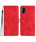 For Realme 7 Pro Heart Pattern Skin Feel Leather Phone Case(Red)