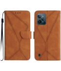 For Realme C31 Stitching Embossed Leather Phone Case(Brown)