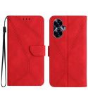 For Realme C55 Stitching Embossed Leather Phone Case(Red)