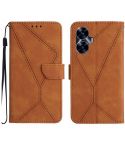 For Realme C55 Stitching Embossed Leather Phone Case(Brown)